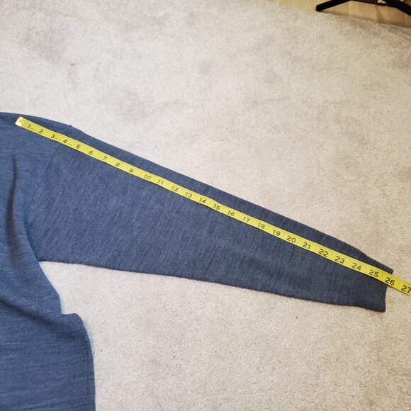 BELLISSIMO Vintage Merino Wool Blend Mock Neck Sweater Shirt Blue Men's Small - Picture 12 of 12